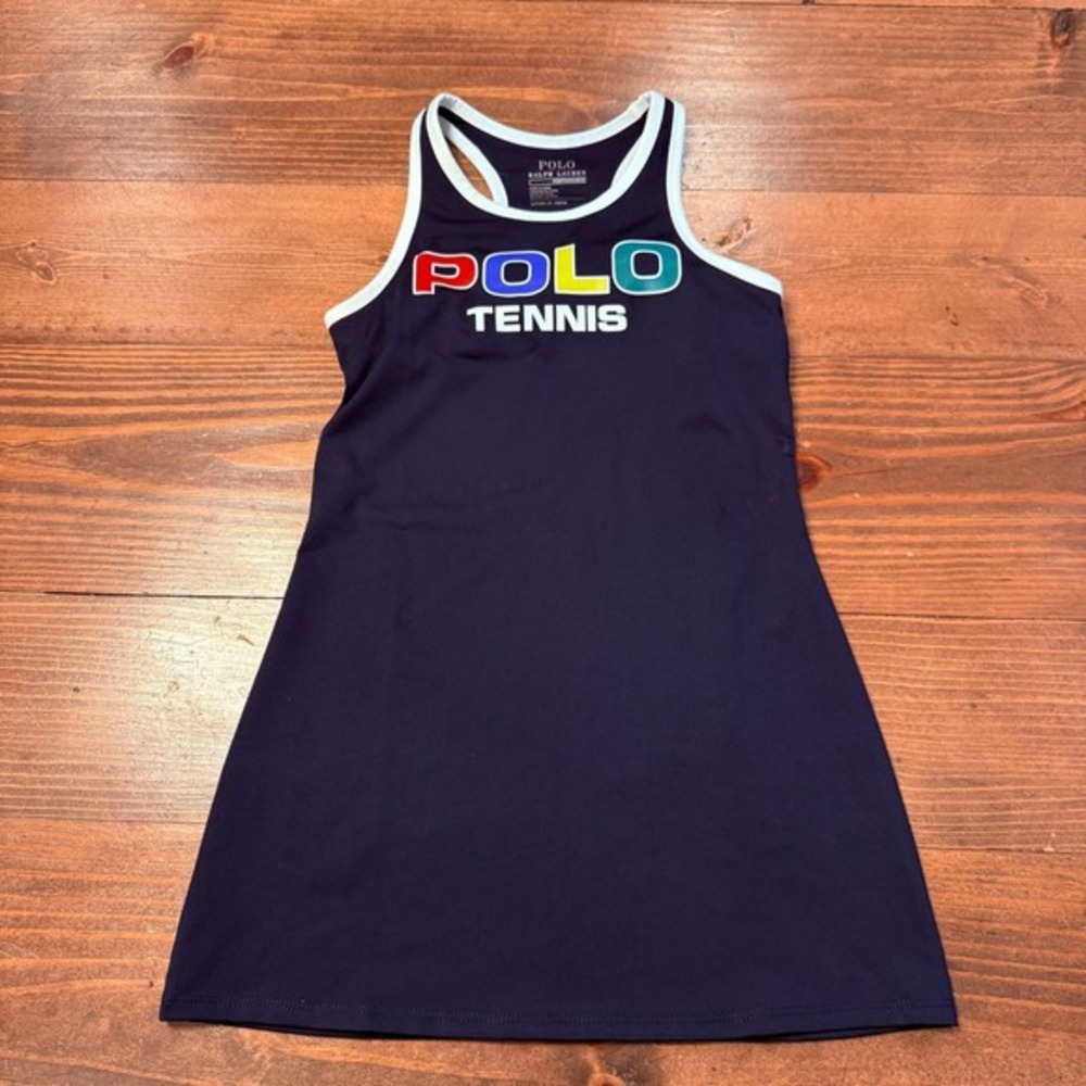 US Open Tennis Polo Ralph Lauren‎ Navy Blue Dress Block Girls Small 7